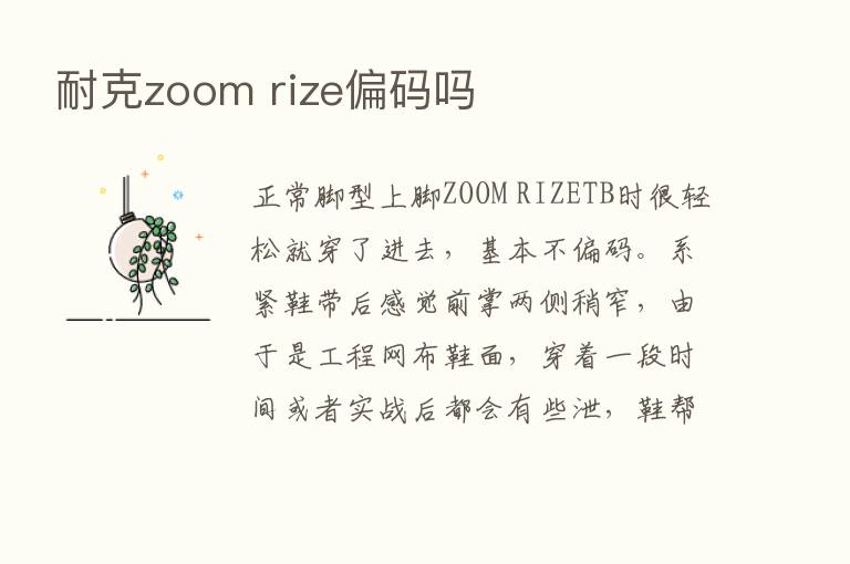 耐克zoom rize偏码吗