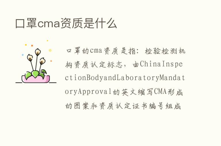 口罩cma资质是什么