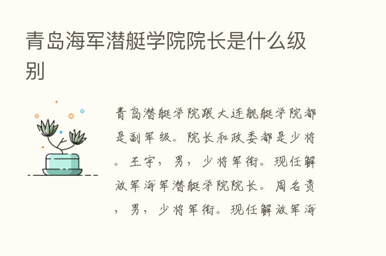 青岛海军潜艇学院院长是什么级别