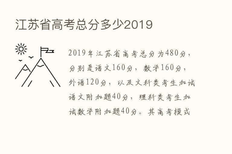 江苏省高考总分多少2019