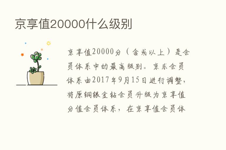 京享值20000什么级别