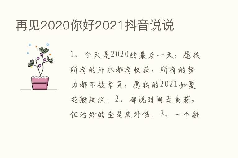 再见2020你好2021抖音说说