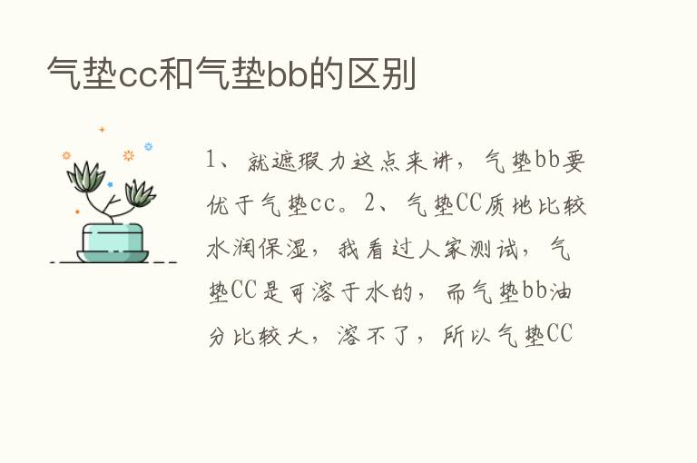 气垫cc和气垫bb的区别