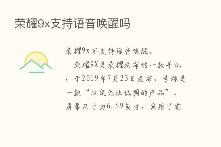       9x支持语音唤醒吗