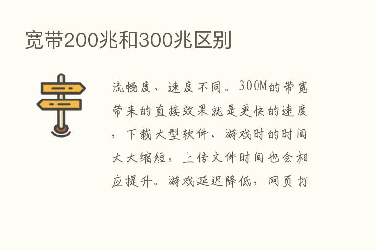 宽带200兆和300兆区别