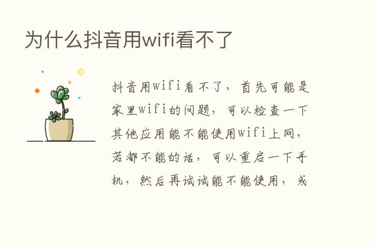 为什么抖音用wifi看不了