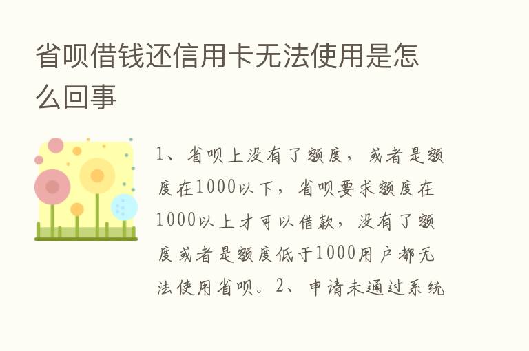 省呗借前还信用卡无法使用是怎么回事