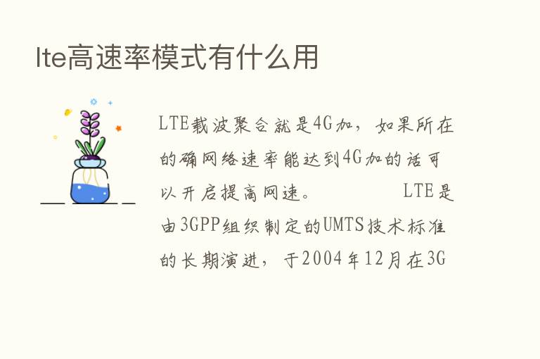 lte高速率模式有什么用