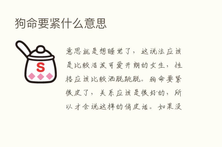 狗命要紧什么意思