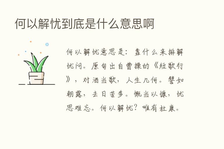 何以解忧到底是什么意思啊