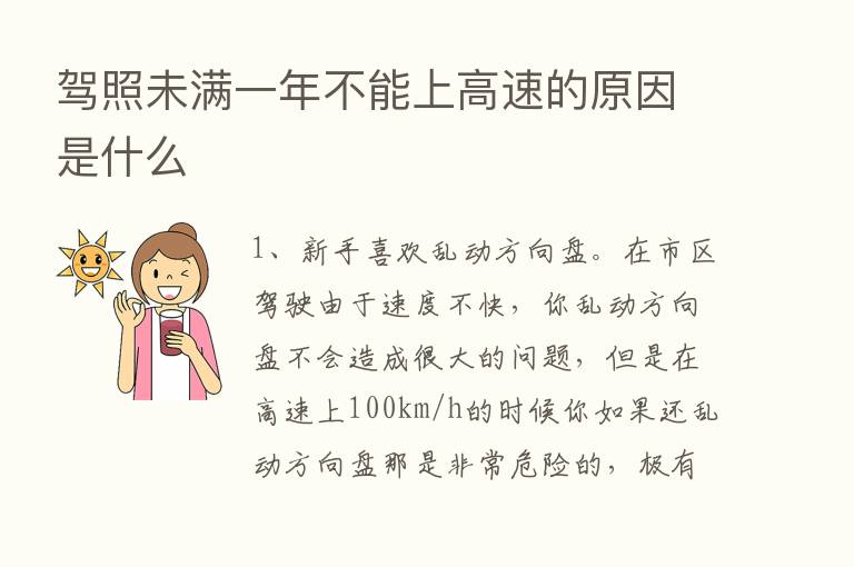 驾照未满一年不能上高速的原因是什么