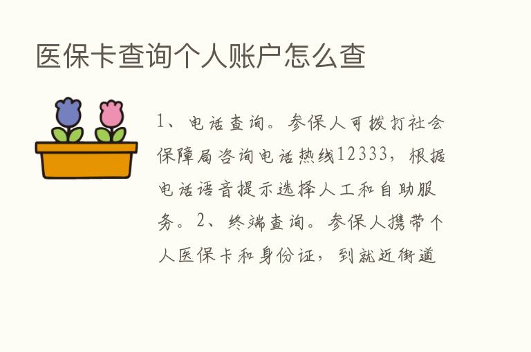 医保卡查询个人账户怎么查