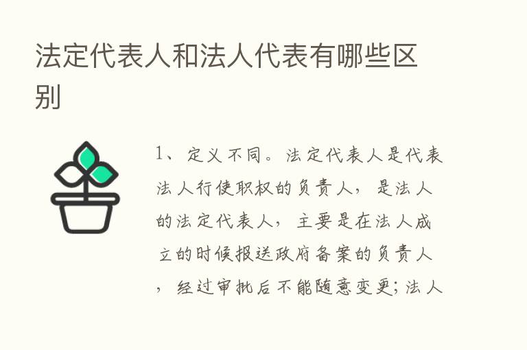 法定代表人和法人代表有哪些区别