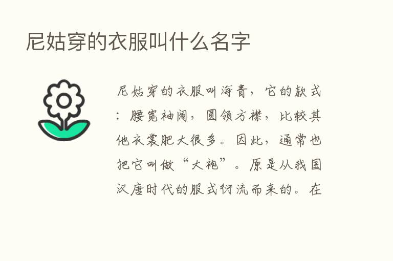 尼姑穿的衣服叫什么名字