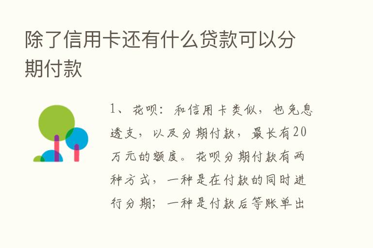 除了信用卡还有什么贷款可以分期付款