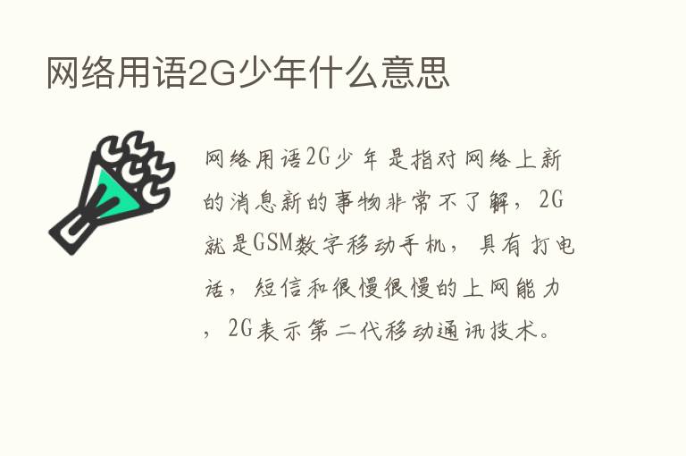 网络用语2G少年什么意思