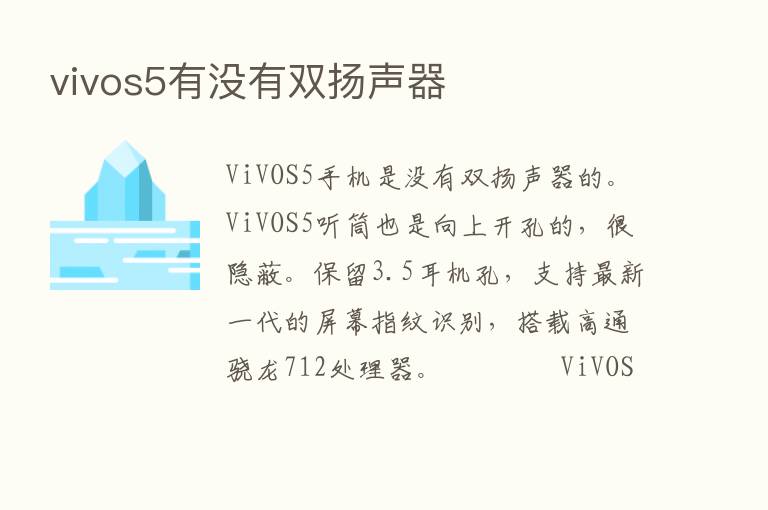 vivos5有没有双扬声器