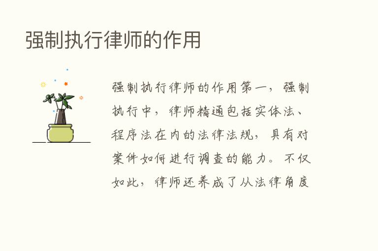 强制执行律师的作用