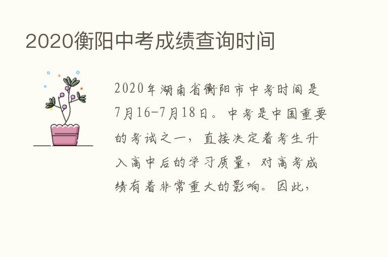 2020衡阳中考成绩查询时间