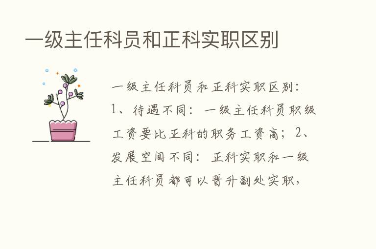 一级主任科员和正科实职区别