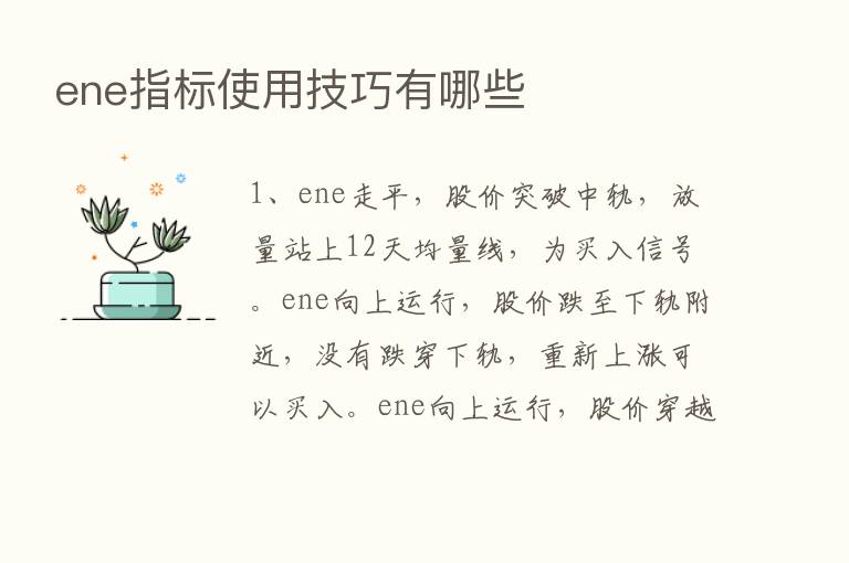 ene指标使用技巧有哪些