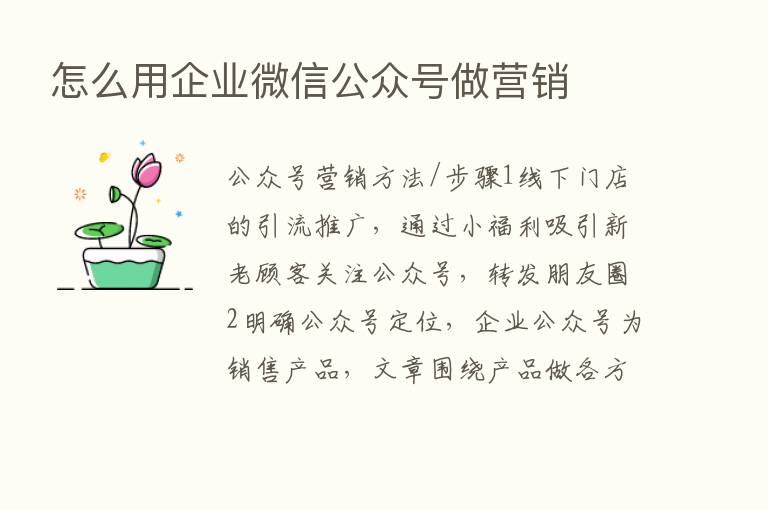 怎么用企业微信公众号做营销