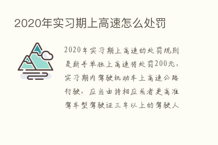 2020年实习期上高速怎么处罚