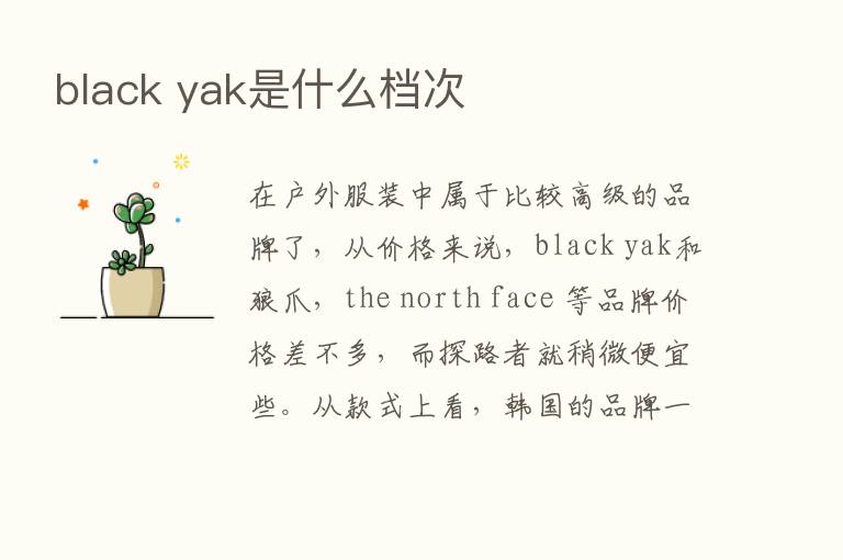 black yak是什么档次