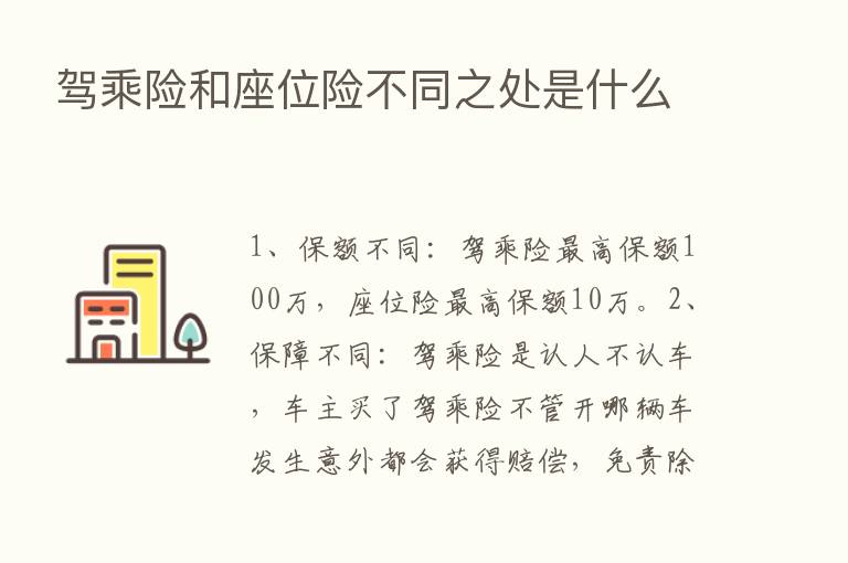 驾乘险和座位险不同之处是什么