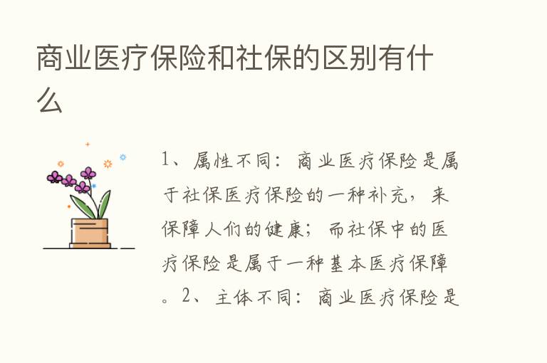 商业医疗      和社保的区别有什么