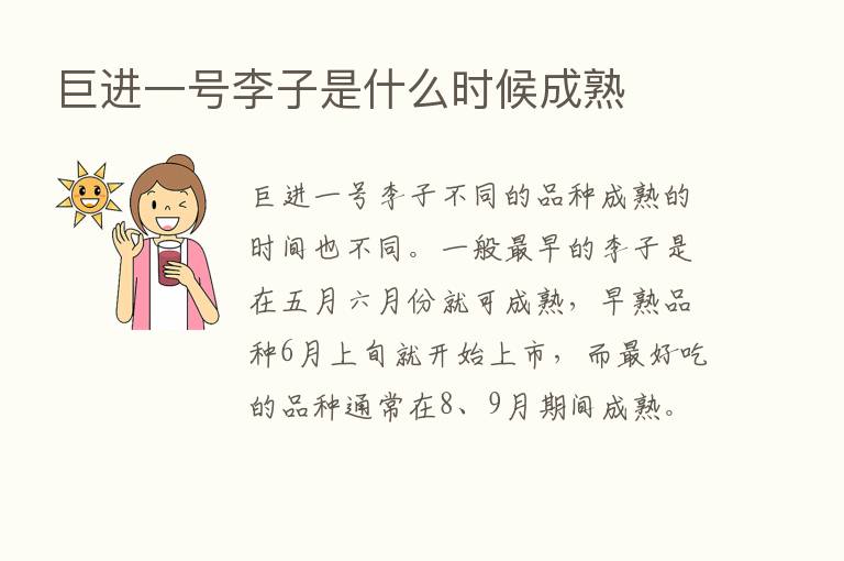 巨进一号李子是什么时候成熟