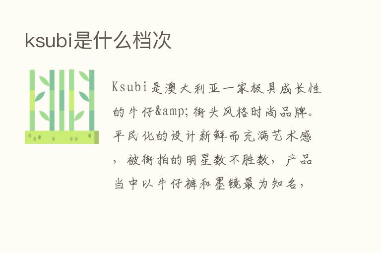 ksubi是什么档次