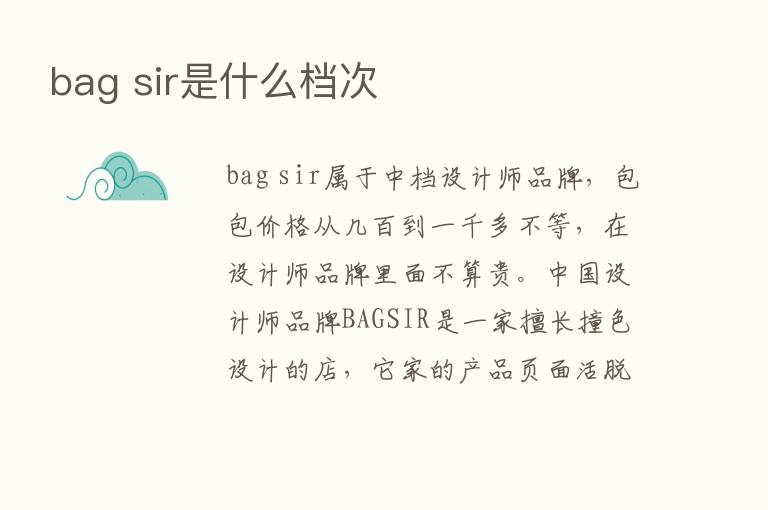 bag sir是什么档次