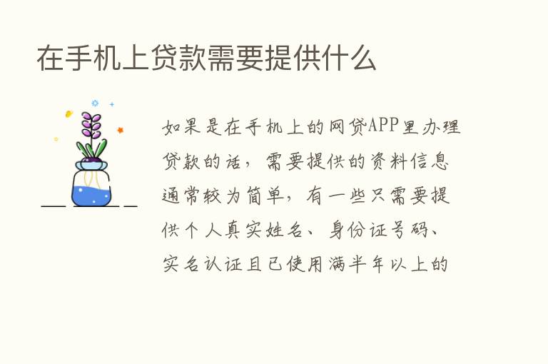 在手机上贷款需要提供什么