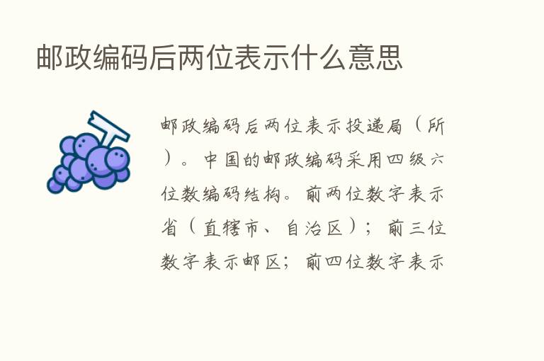 邮政编码后两位表示什么意思