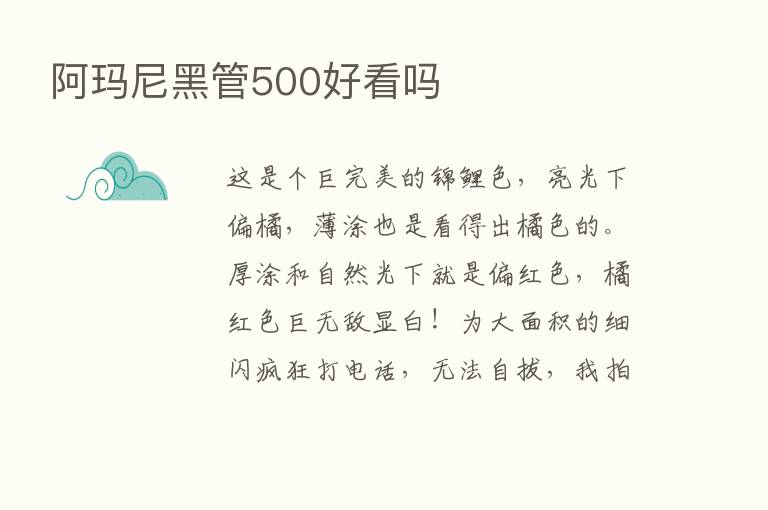 阿玛尼黑管500好看吗