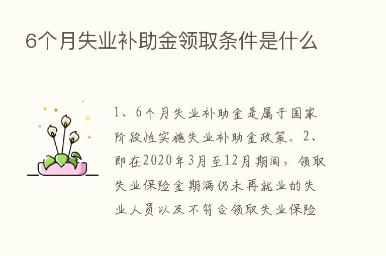 6个月失业补助金领取条件是什么