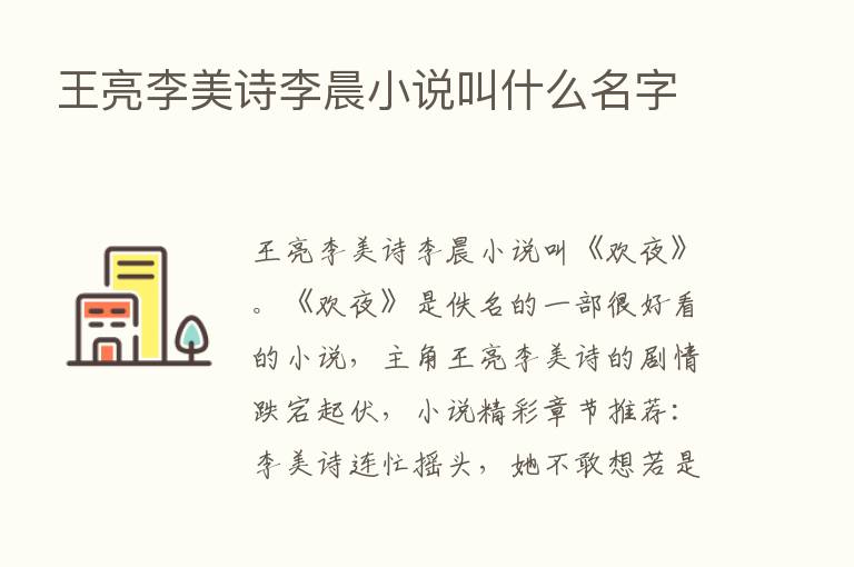 王亮李美诗李晨小说叫什么名字