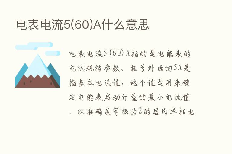 电表电流5(60)A什么意思