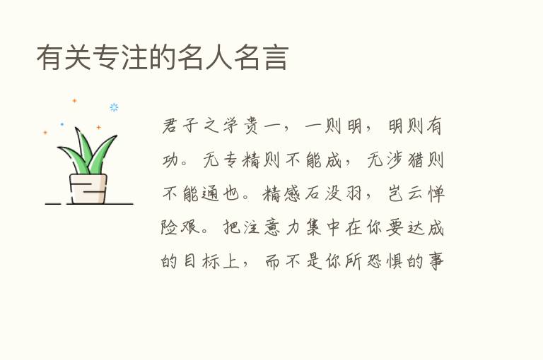 有关专注的名人名言