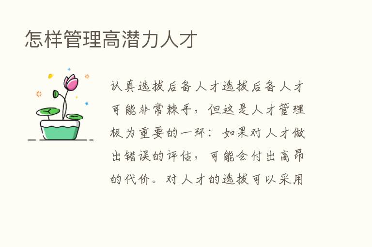 怎样管理高潜力人才