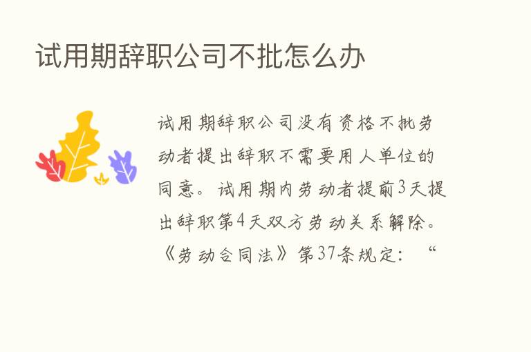 试用期辞职公司不批怎么办