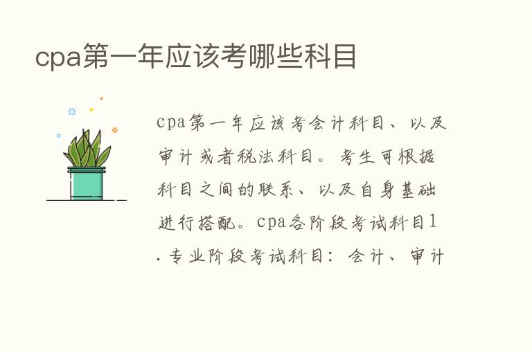 cpa   一年应该考哪些科目