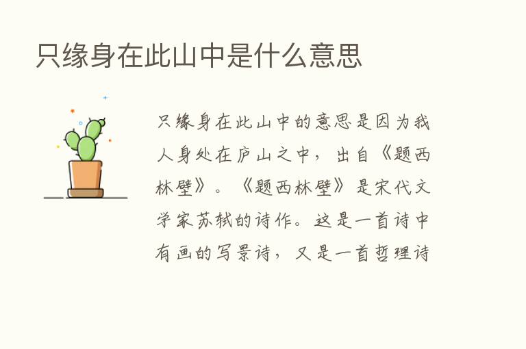 只缘身在此山中是什么意思