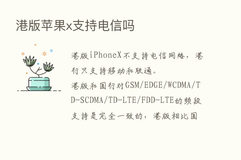 港版苹果x支持电信吗