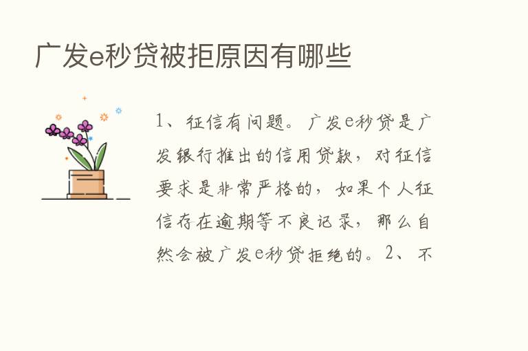 广发e秒贷被拒原因有哪些