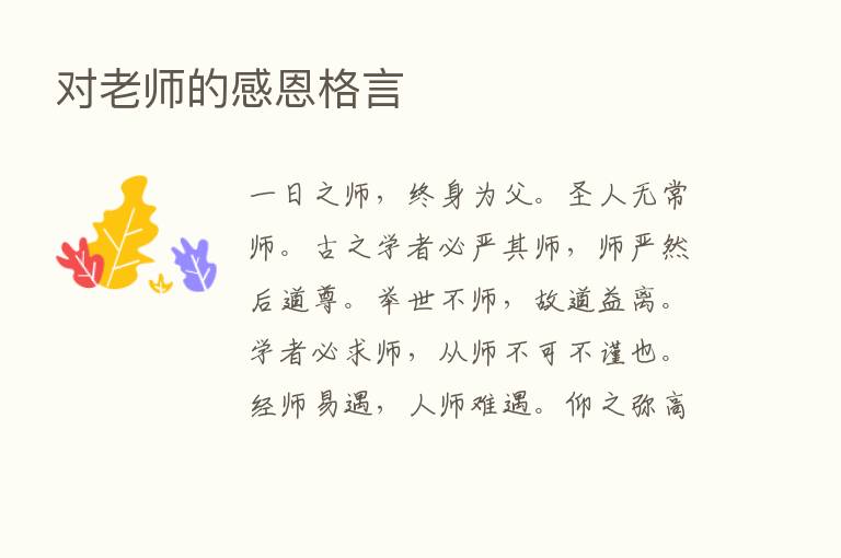 对老师的感恩格言