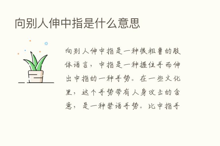 向别人伸中指是什么意思