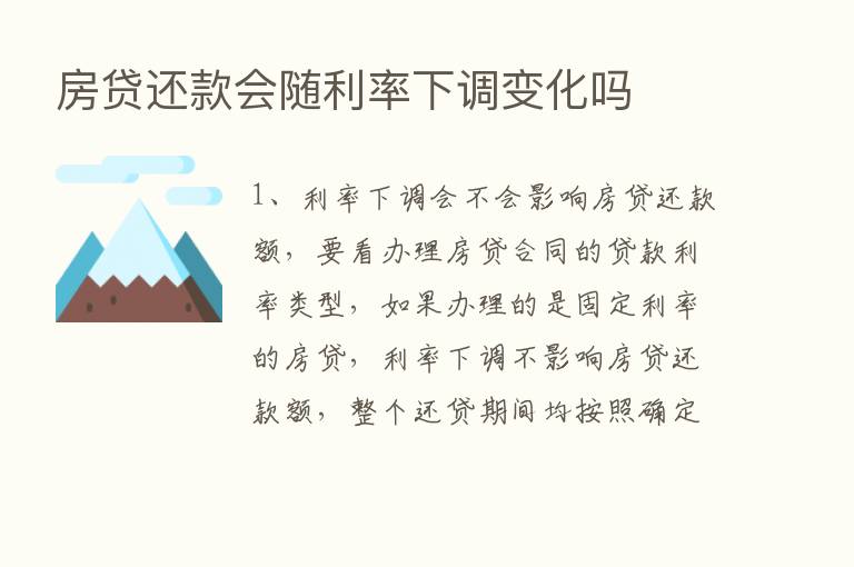 房贷还款会随利率下调变化吗