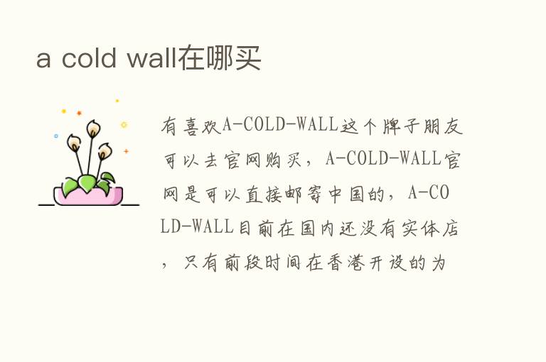 a cold wall在哪买